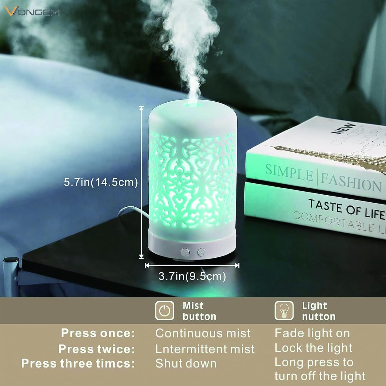 Essential Oil Diffusers Aromatherapy Humidifier: White Ceramic Aroma Infuser for Home Bedroom Office Desk,100Ml Diffuser for Room, Small Ultrasonic Machine Waterless Auto-Off