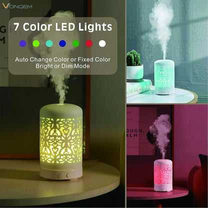 Essential Oil Diffusers Aromatherapy Humidifier: White Ceramic Aroma Infuser for Home Bedroom Office Desk,100Ml Diffuser for Room, Small Ultrasonic Machine Waterless Auto-Off