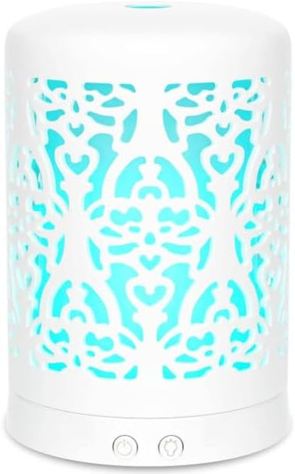 Essential Oil Diffusers Aromatherapy Humidifier: White Ceramic Aroma Infuser for Home Bedroom Office Desk,100Ml Diffuser for Room, Small Ultrasonic Machine Waterless Auto-Off