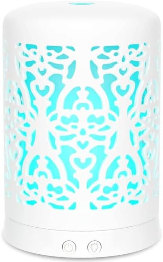 Essential Oil Diffusers Aromatherapy Humidifier: White Ceramic Aroma Infuser for Home Bedroom Office Desk,100Ml Diffuser for Room, Small Ultrasonic Machine Waterless Auto-Off