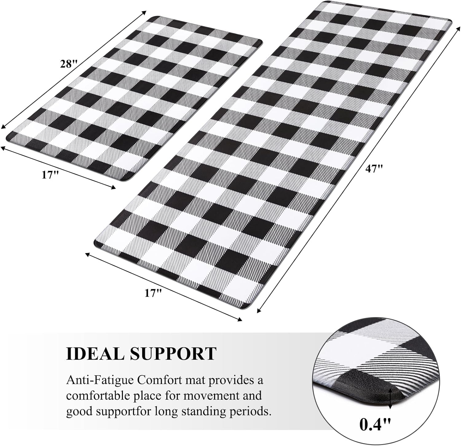 anti Fatigue Kitchen Mat Set of 2 Cushioned Kitchen Floor Mats Waterproof Kitchen Rugs Non Slip Kitchen Runner Rug Comfort Soft Standing Mat Carpets