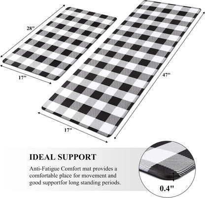 anti Fatigue Kitchen Mat Set of 2 Cushioned Kitchen Floor Mats Waterproof Kitchen Rugs Non Slip Kitchen Runner Rug Comfort Soft Standing Mat Carpets